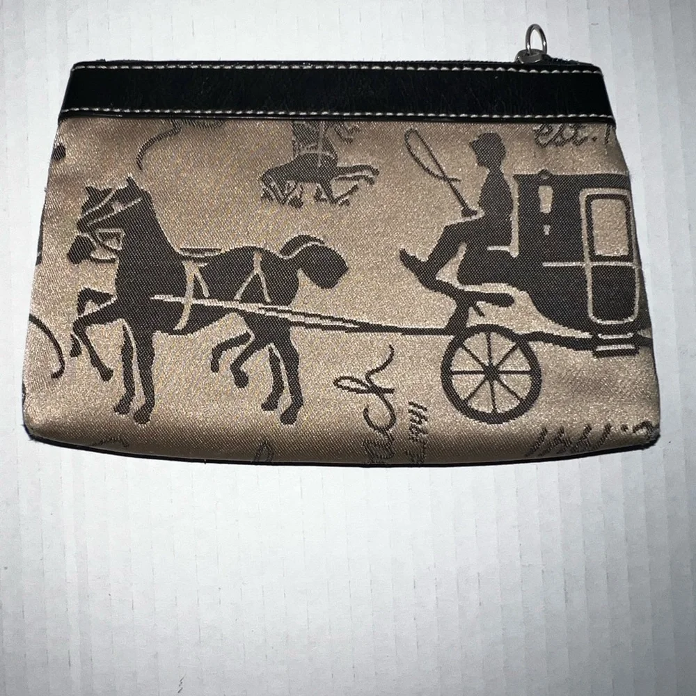 Coach Horse & Carriage Monogram Tan & Black Preloved Coin Pouch